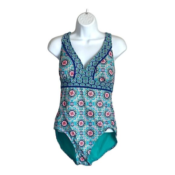 EUC - Catalina Royal Garden One Piece Swimsuit - Size 8/10 - Picture 3 of 9